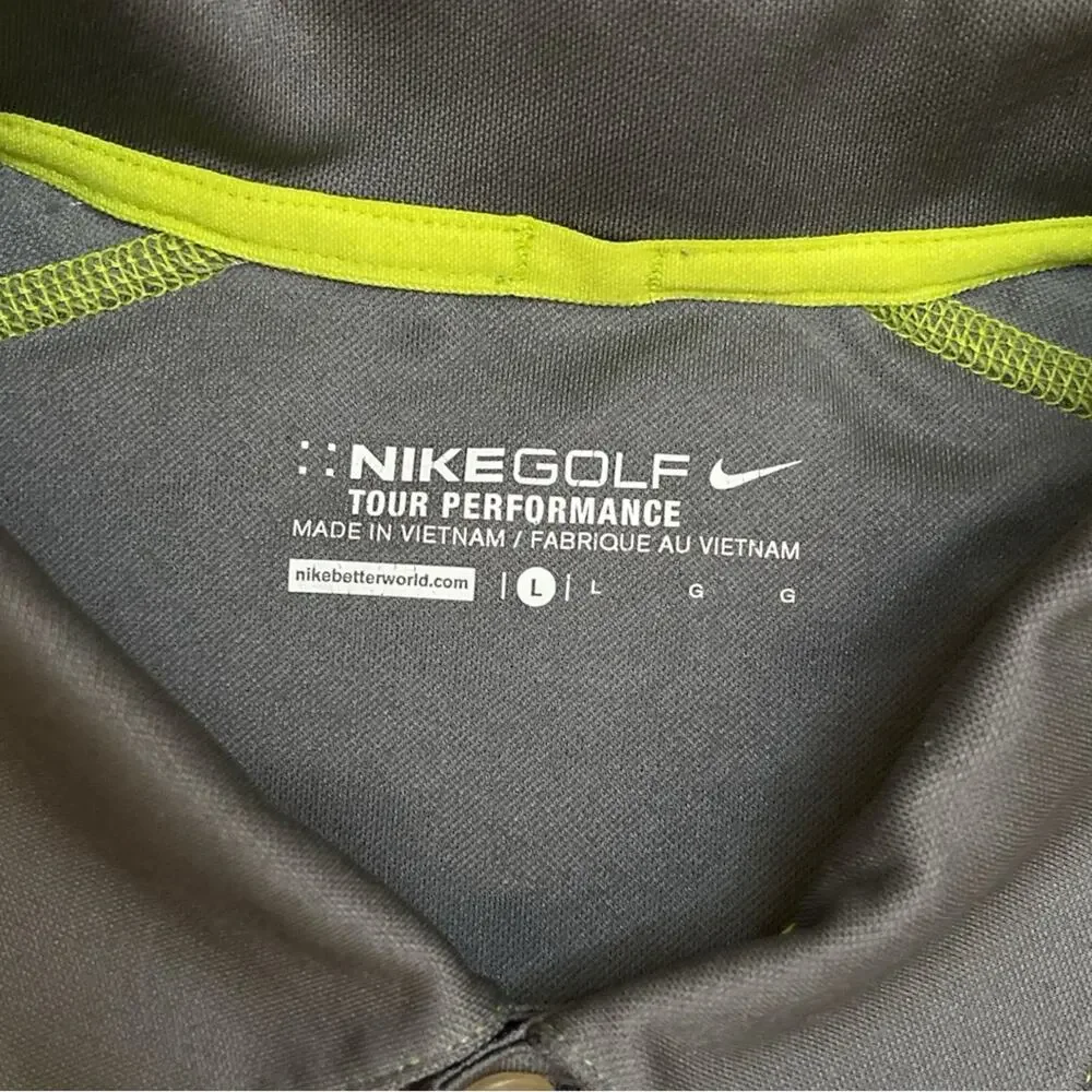 NIKE GOLF Tour Performance Polo Shirt Gray Abstract Stripes Size Large